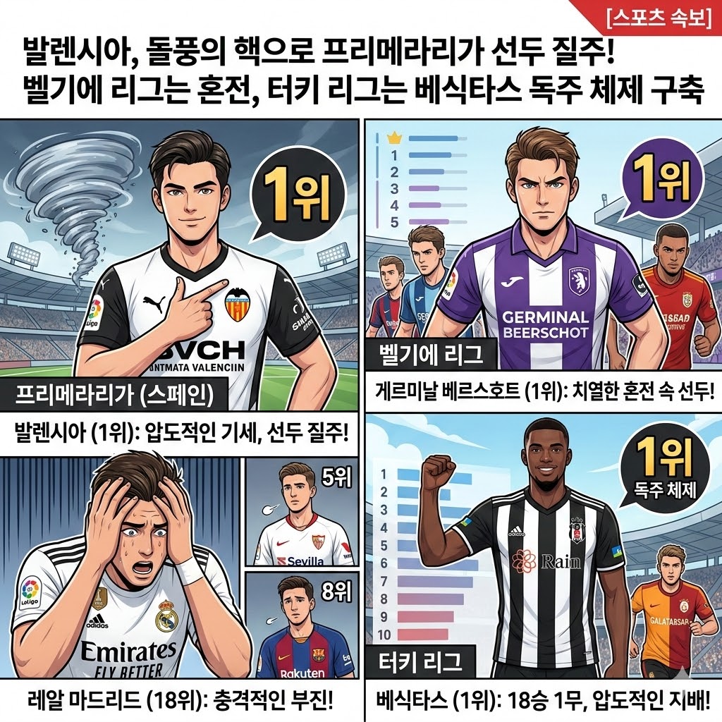 프리메라리가 발렌시아 돌풍 1위 질주벨기에 리그 게